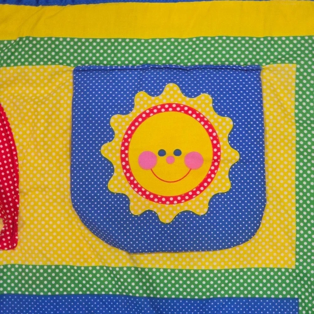 Vintage 80s Playschool baby fold and go Play Mat Sensory Activity Quilt 29.5